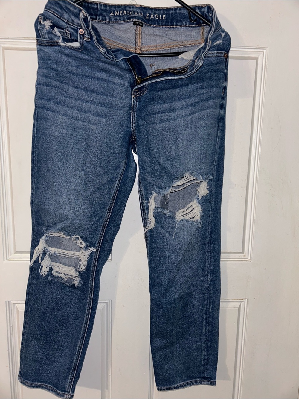American Eagle Outfitters Distressed Dark Blue Boyfriend Jeans